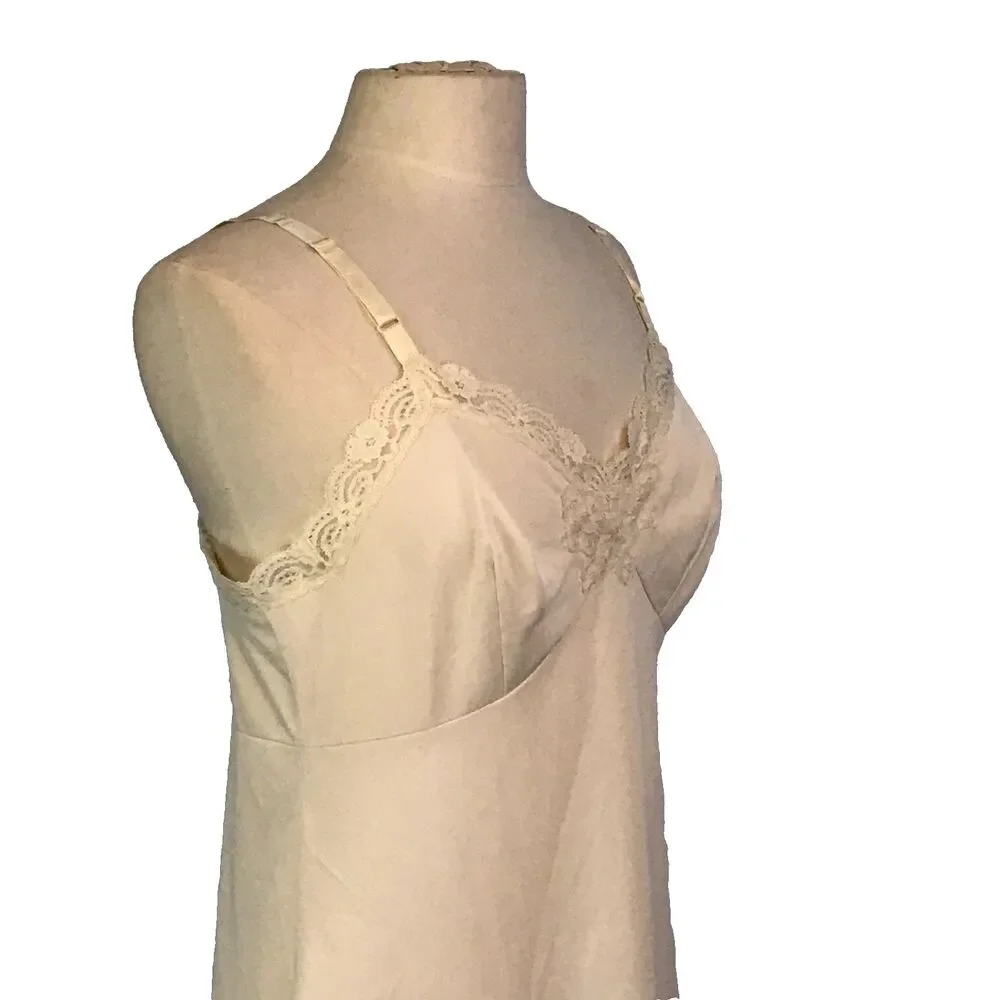 Shadowline Vintage Womens White Cream Camisole Top,‎ Lace, bust 38, Adjustable